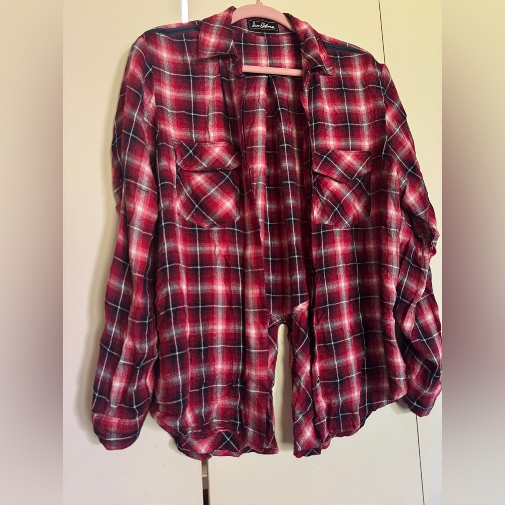 Sam Edelman Red and White Plaid Shirt